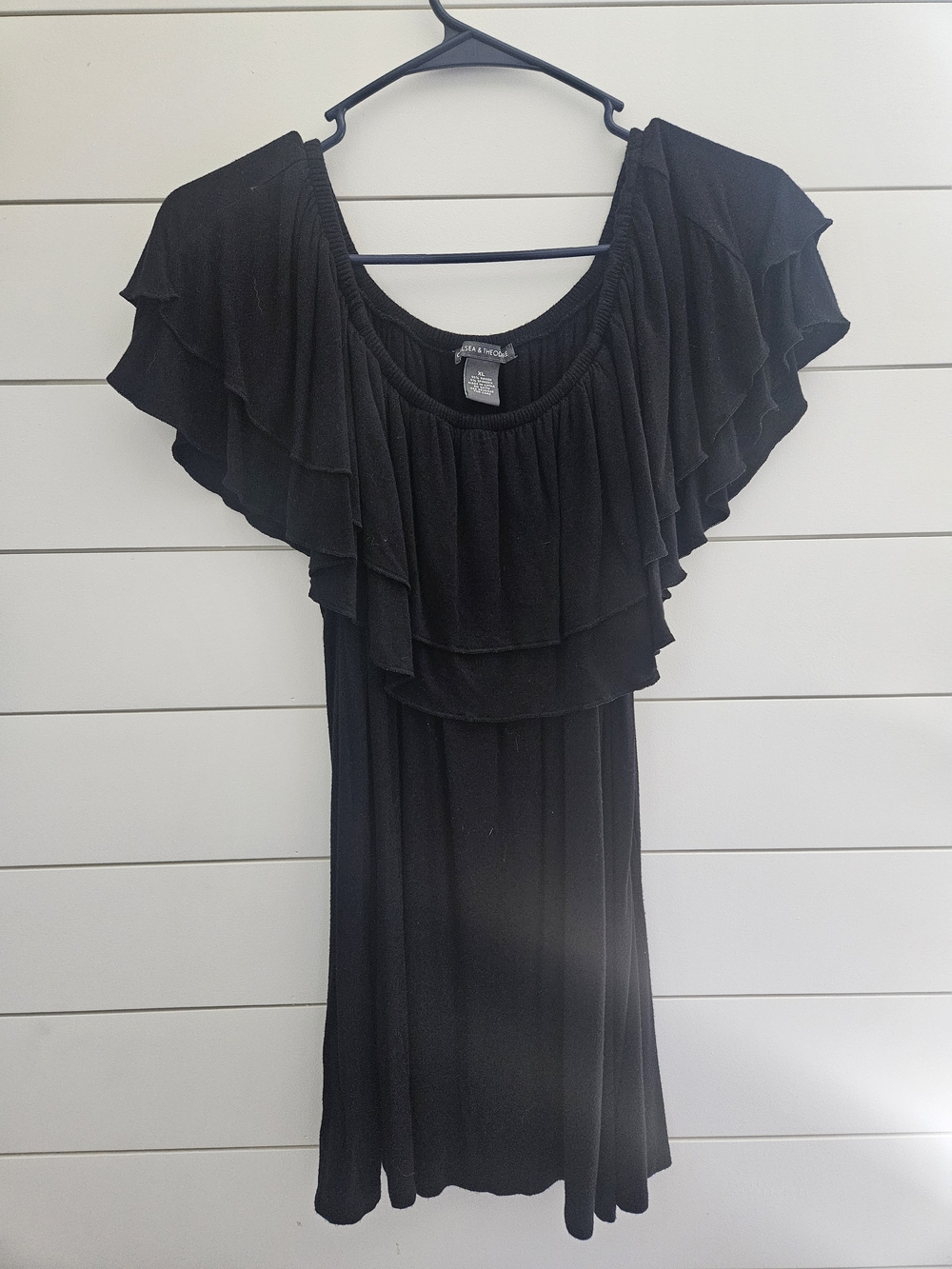 Chelsea & Theodore Black Layered Ruffle Dress